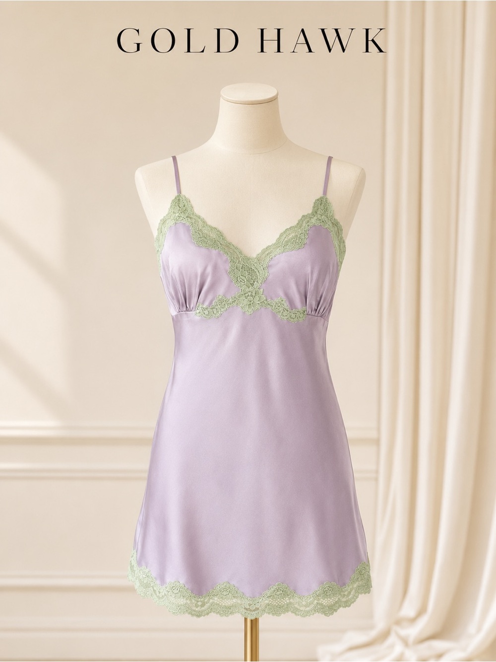 NWT Gold Hawk 100% Silk Lace Chemise Purple Haze XS GH507